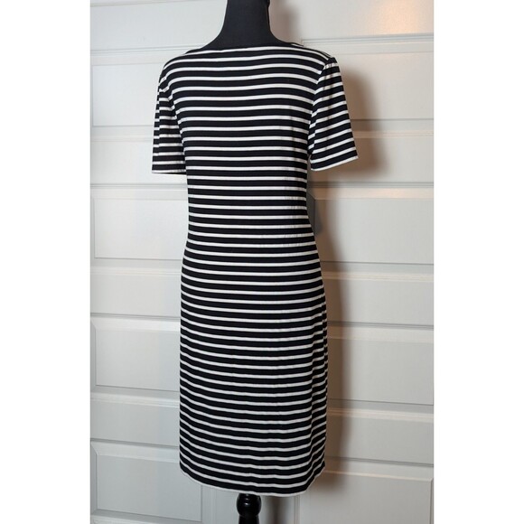White House Black Market Size M Dress Striped Shift Stretch Casual Nautical - Picture 3 of 9